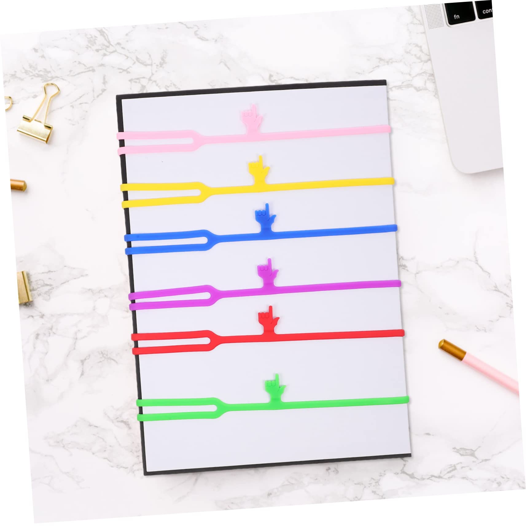 HOMSFOU Papelería Para Marcadores Clips De Página Marcadores Herramienta Para Marcar Libros Marcador De Silicona De Página Marcador De Bricolaje Gel De Sílice Vistoso 6 Piezas X 4