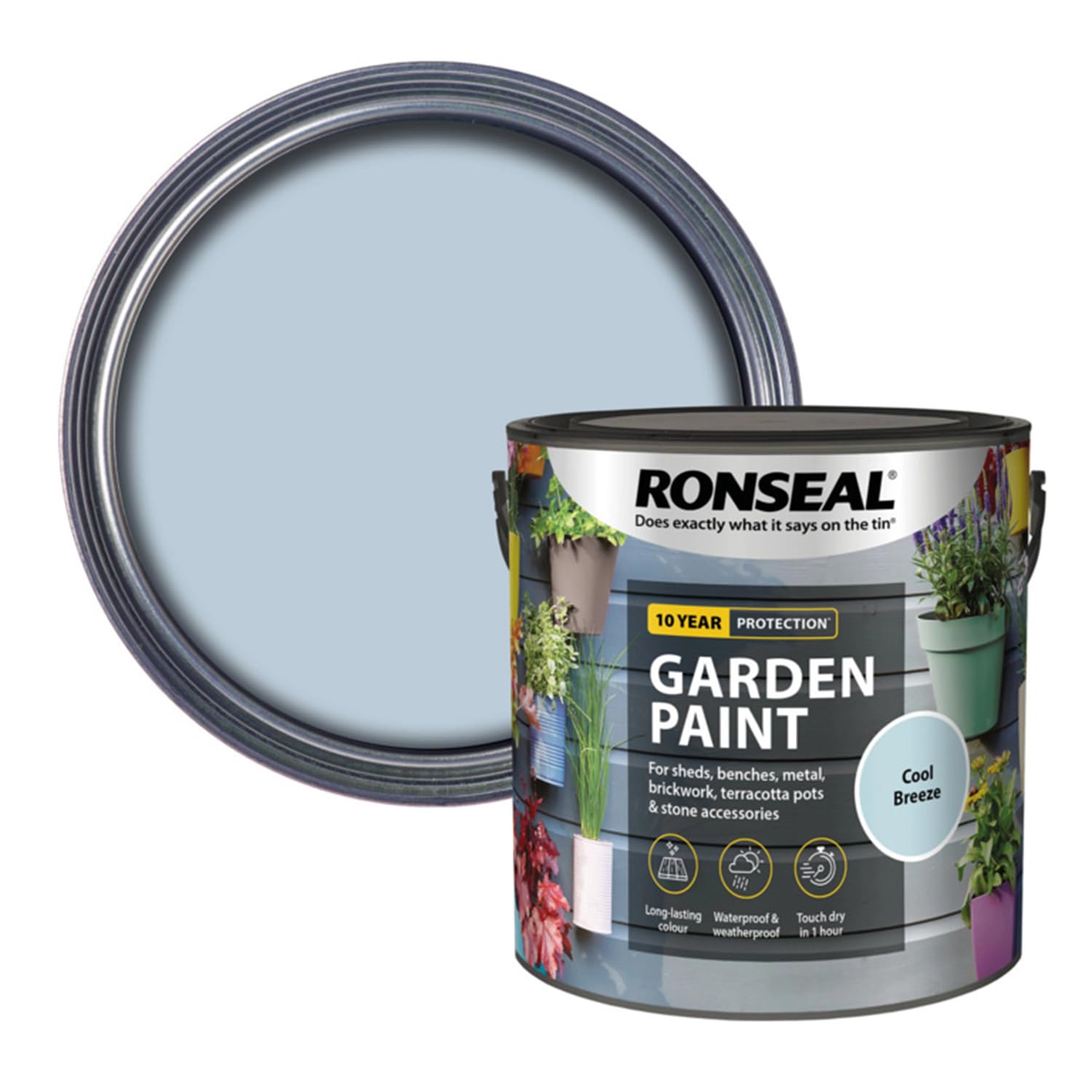 SAVING HUB 2.5L Garden Paint - Exterior Wood Tins - Garden Furniture Colors Paints Outdoors - Benches, Metal, Brickwork, Plants Pots Paint - Fade Resistant (Cool Breeze)