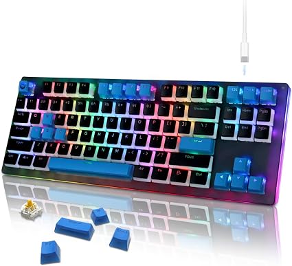 Amazon Xvx Womier K87 Pro Tkl メカニカルキーボード ホットスワップ可能キーボード プリンキーキャップ付き Rgb バックライト付きゲーミングキーボード Pc Ps4 Xbox用 Gateron G Pro イエロースイッチ Xvx パソコン用キーボード 通販