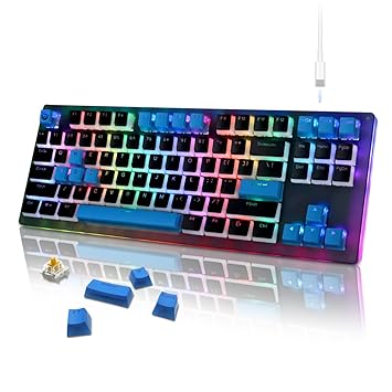 XVX Womier K87 PRO TKL Mechanical Keyboard, Hot Swappable Keyboard with Pudding Keycaps, RGB Backlit Gaming Keyboard for PC PS4 Xbox - Gateron G Pro Yellow Switch