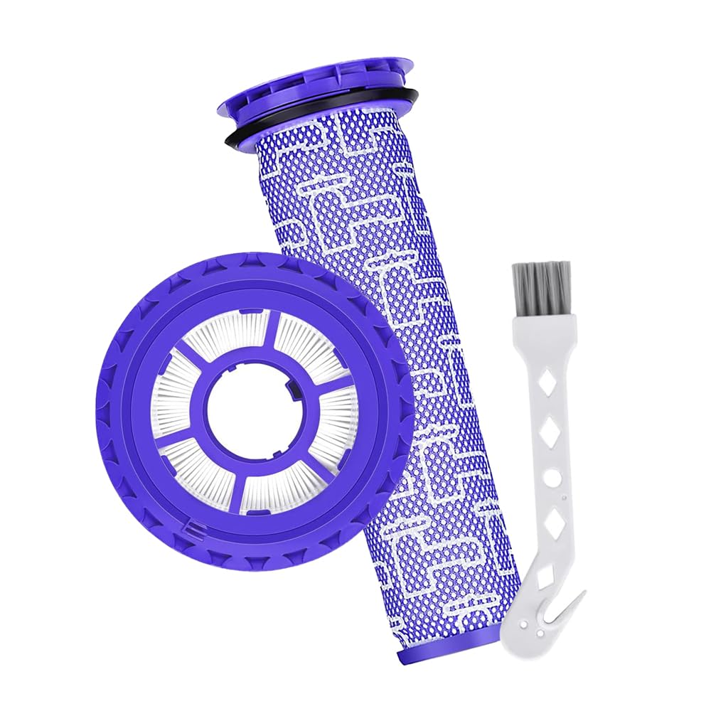 2-Pack Vacuum Filter Replacement Parts for Dyson DC41, DC65, DC66, UP13, UP20, UP30 Animal, Multi Floor & Ball Vacuum - 1 Post Filter & 1 Pre Filter With 1 Brush, Replaces Part # 920769-01 & 920640-01