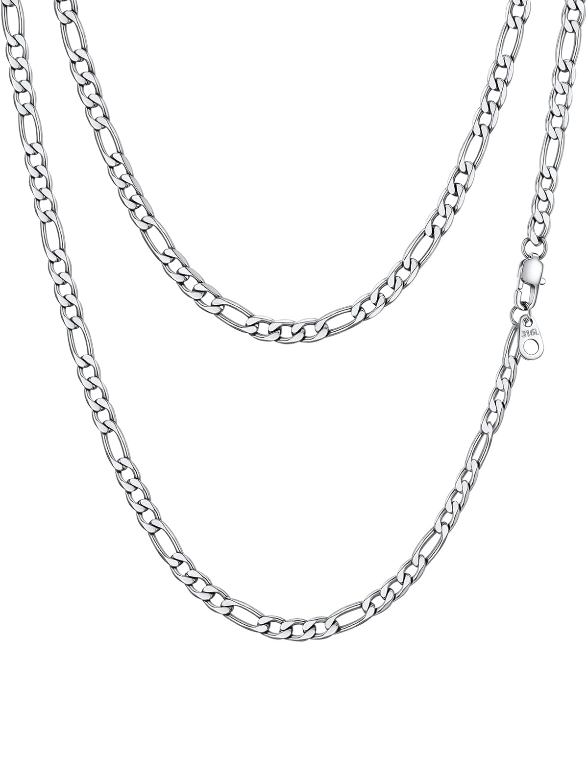316L Stainless Steel/925 Sterling Silver Figaro Chain Necklace for Men/Women, Black/18K Gold Plated, 2.9mm-13mm, 14''-30'', Come Gift Box-image-22