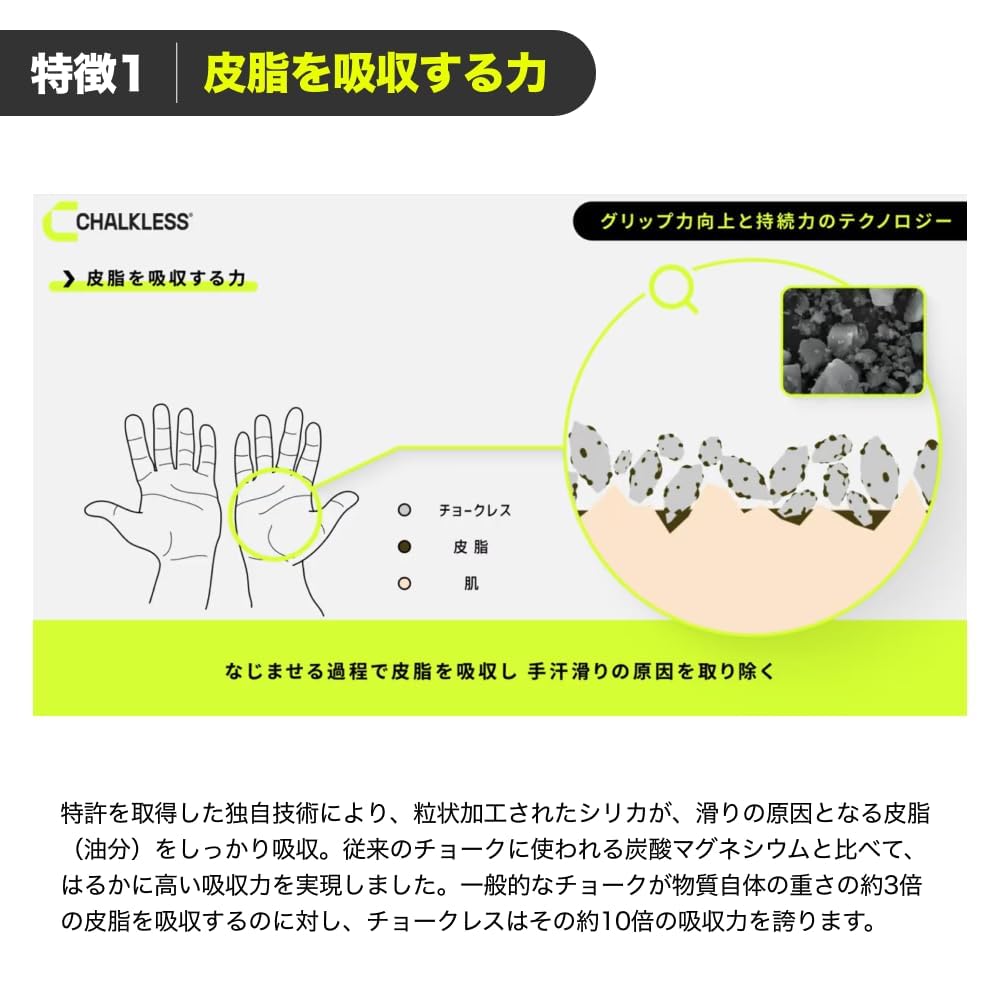 Amazon | チョークレス ブラック CHALKLESS 滑り止め 正規品 約160回分