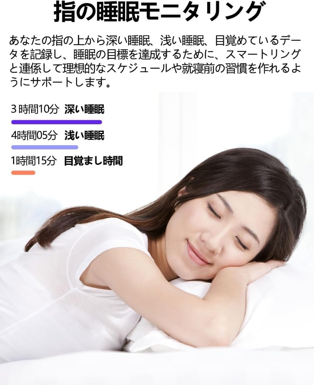 スマートリング 血液酸素心拍数 ヘルスブラックテクノロジー 防水リング 男女兼用 (シルバー,#8(内径18.2mm))