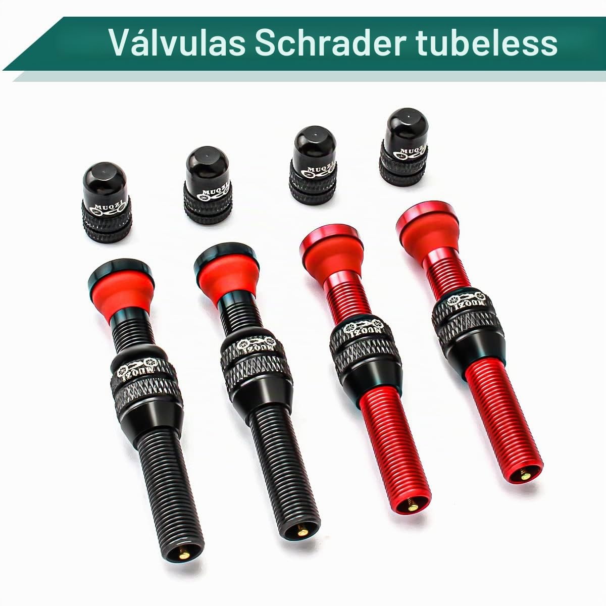 Tubeless Schrader Valve Stems Kits - Alloy 60mm Bike No Tubes Valve Schrader Stems Universal for MTB Rim Tubeless Valve with Removal Tool - Color Options