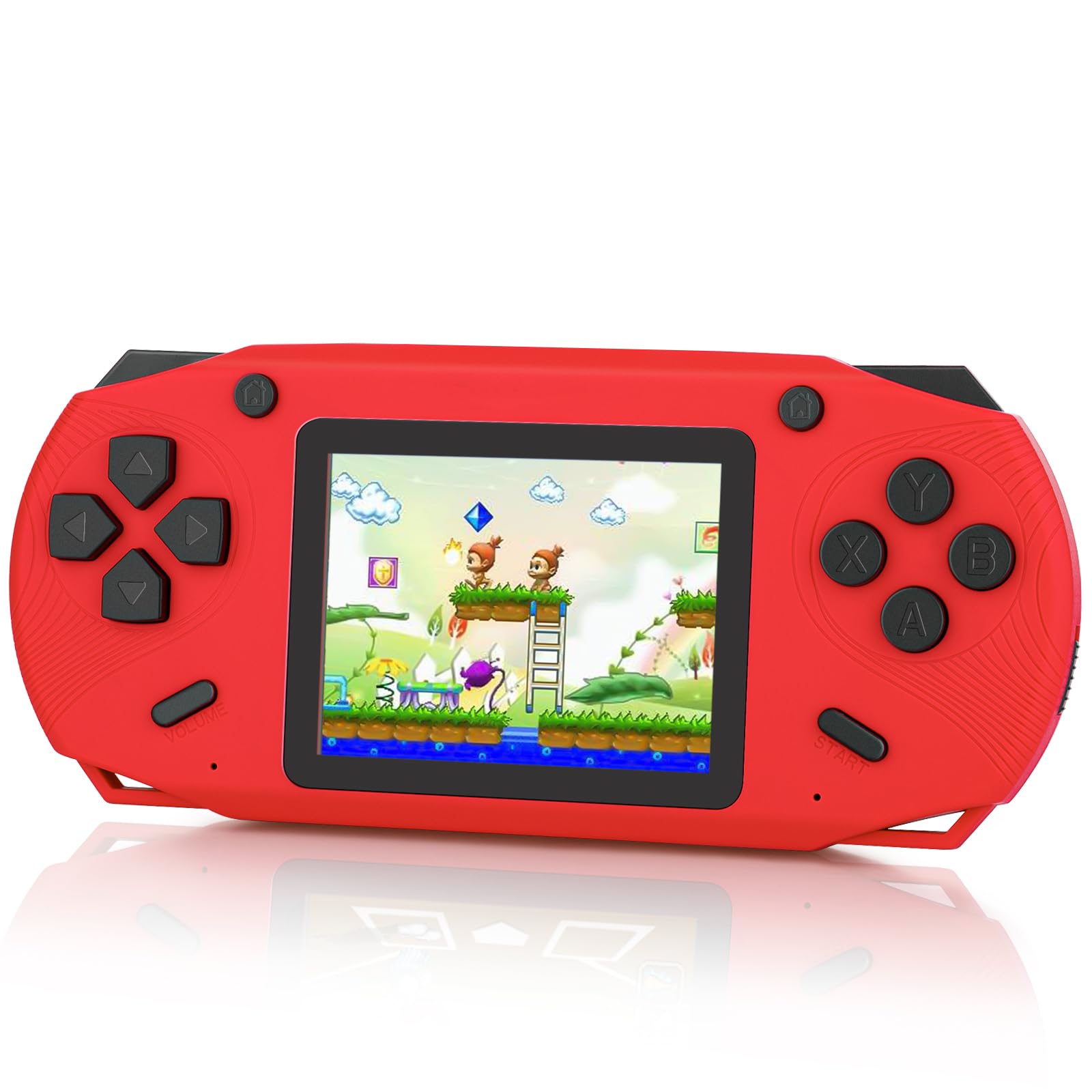 16 Bit Handheld Game for Kids, 3.0'' Large Screen Retro Gaming Player, Preloaded 200 HD Retro Kids Games with 2 Cartridges for Birthday Gift, Video Games for Boys & Girls Aged 4-12(Red)