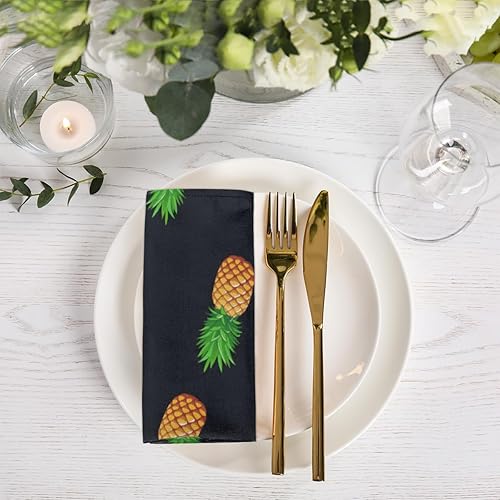 Miniatura 2 de Cloth Napkins Set of 6 Pineapple 20x20 Inch Cloth Napkins Pineapple Pattern Washable Reusable Kitchen Dinner Napkins Table Decor for Wedding,