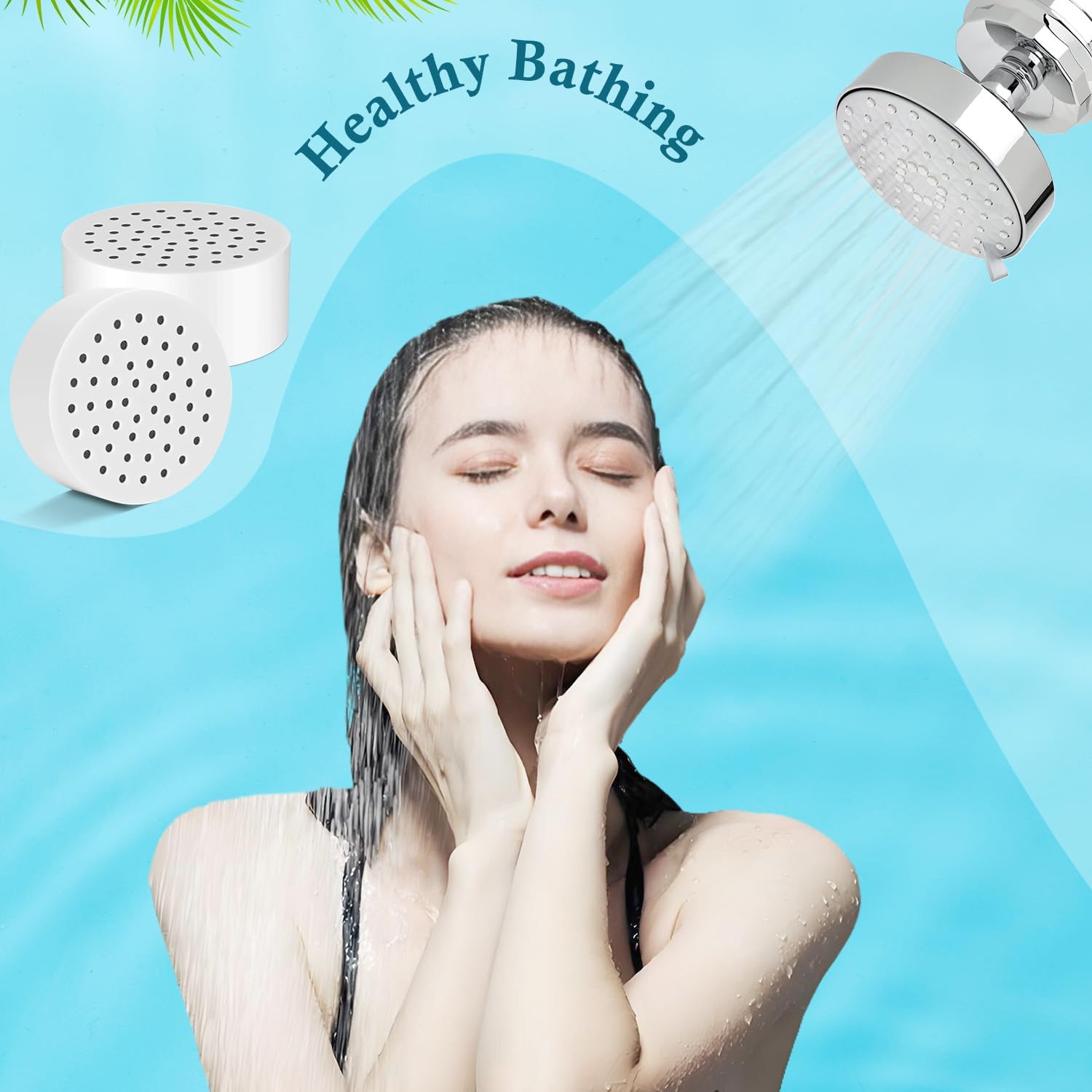 Shower Filter compatible with Brondell FF-30 Universal Compact Shower Filter Replacement, (15 Stage Filters),for Hard Water - Filters Chlorine -4 Pack