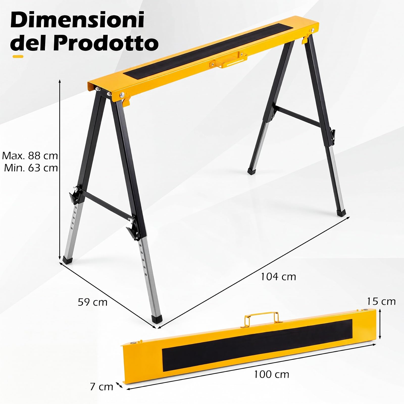 COSTWAY Set 2 Cavalletti da Lavoro Pieghevoli in Metallo, Portata 300 kg