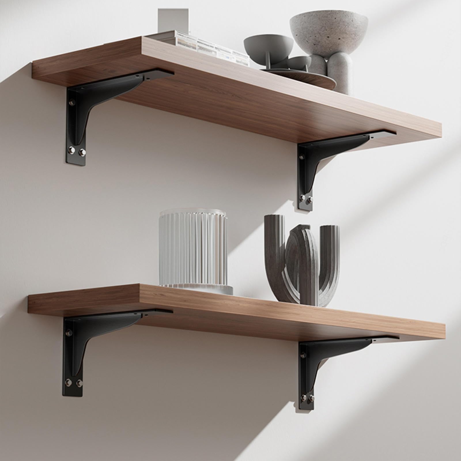 Nero Addensare scaffali galleggianti,Staffe per Mensole a Parete Pesanti,Reggimensola Appeso in Metallo,per Camera da Letto,Soggiorno,Bagno,Cucina,Ufficio-2 Pezzi,245MM/9.6in