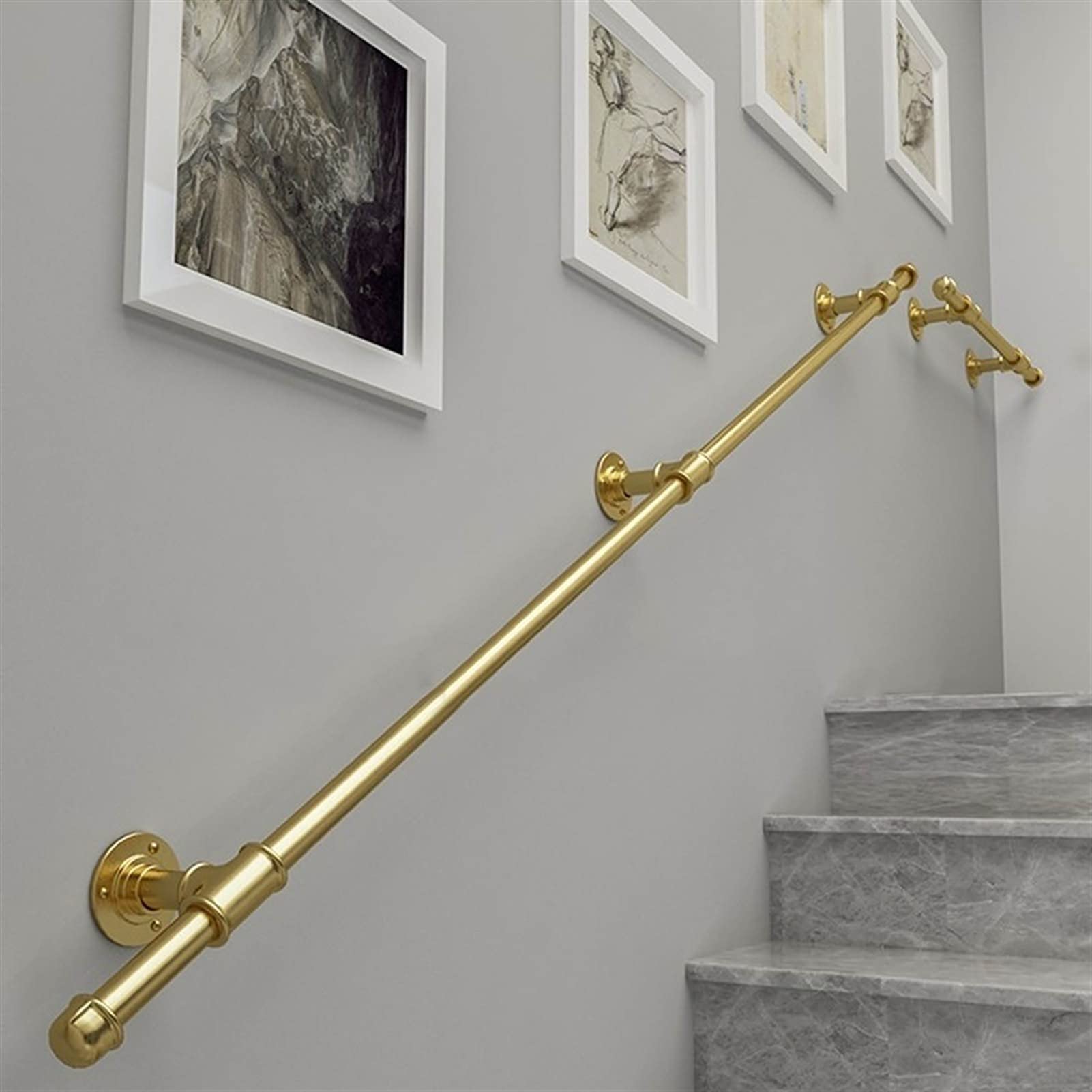 Gold Stair ils Kit- Cartel de metal antideslizante para ancianos, discapacitados, mujeres embarazadas, fácil instalación, 250 cm, riel de soporte de seguridad