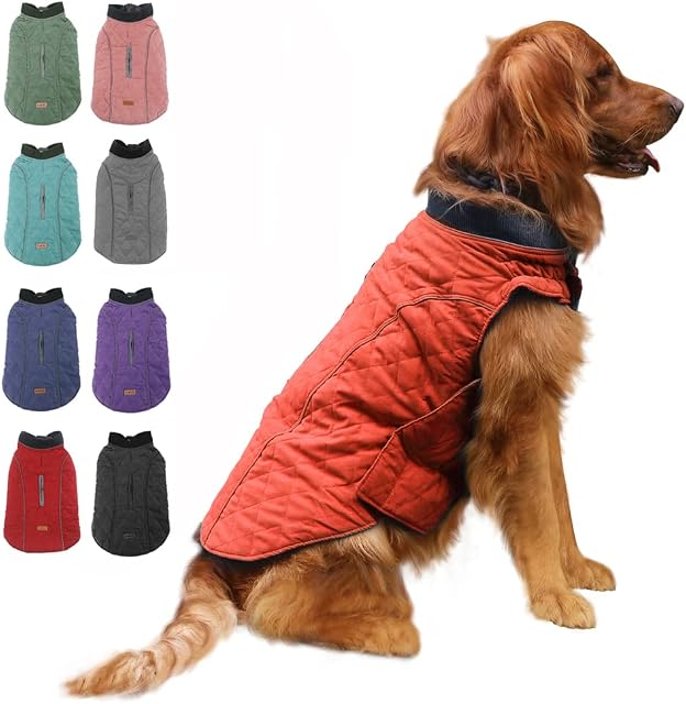 EMUST Winter Dog Coats, Dog Apparel for Cold Weather, British Style Windproof Warm Dog Jacket for Dog Coats for Winter, 7 Sizes 13 Colors