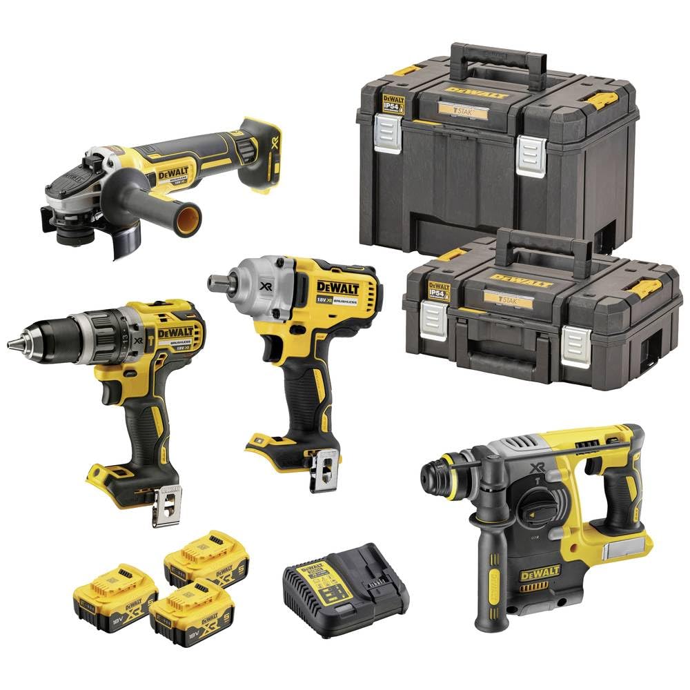 Power Kit Dewalt Martillo + Taladro + Amoladora + Llave Impacto a batería DCK428P3T