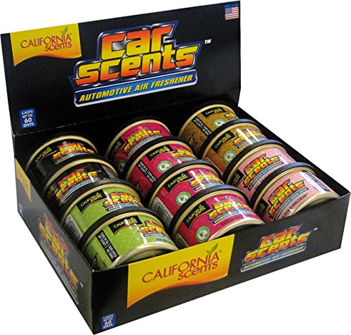 CALIFORNIA SCENTS 12 DUFTDOSEN, Thekendisplay, 4x Cherry / 2x Melon / 2x New Car / 2x Bubble / 2x Golden State