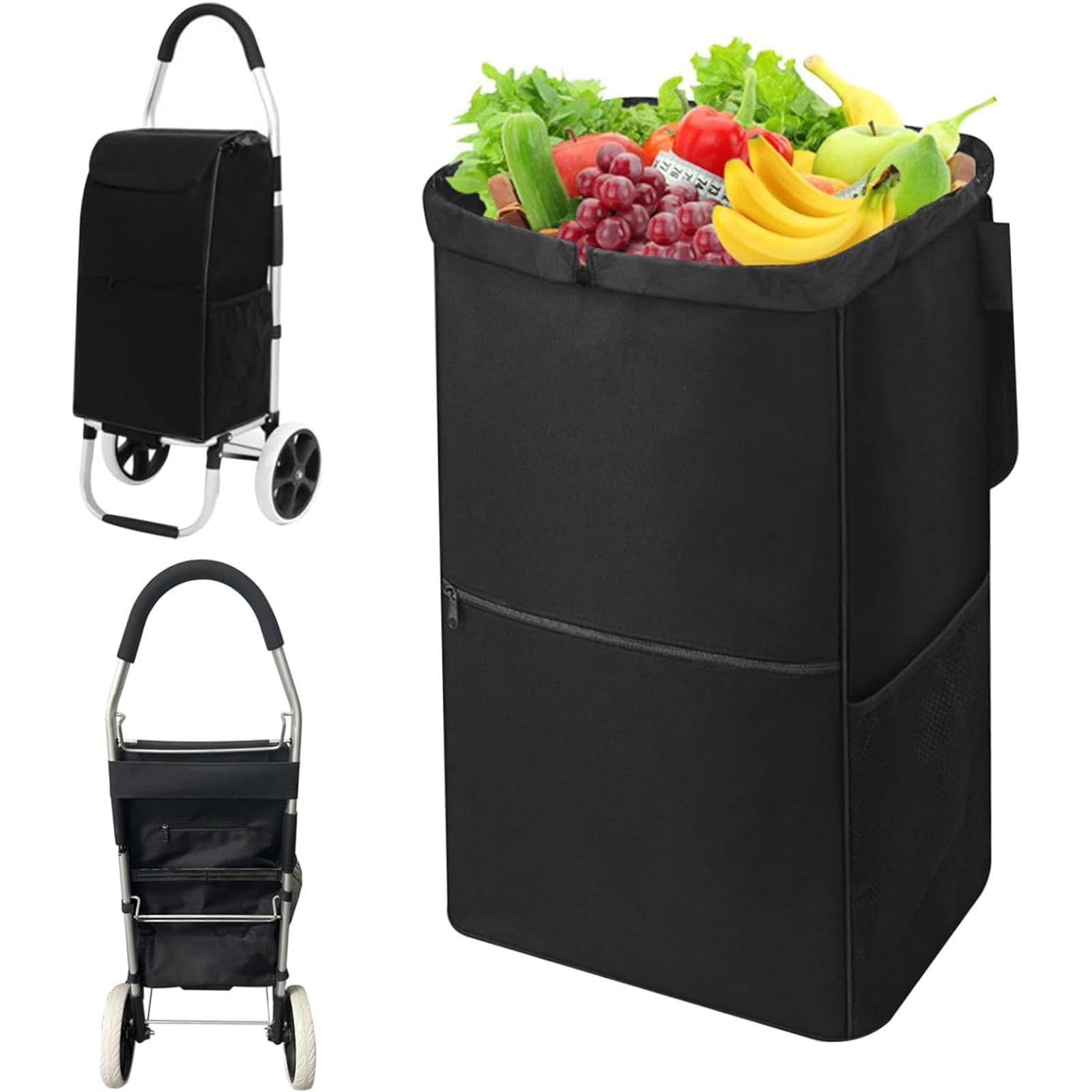 Shopping cart bags, Replacement Bag with Side Pockets - Ox Cloth Shopper Tote for Groceries