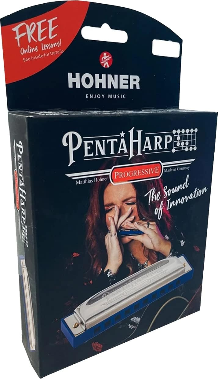 Hohner PentaHarp Harmonica - Key of C Minor Bundle with Case, Pouch, Online Manual, and Austin Bazaar Polishing Cloth