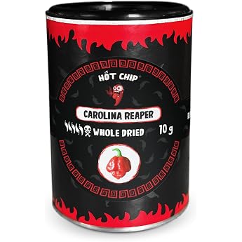 HOT-CHIP Carolina Reaper Dried Chili Peppers 10g - Extremely Hot with 2200000 SHU - Whole Chillies with Fruity Sweet Aroma - For Sauces Meat & Asian Dishes