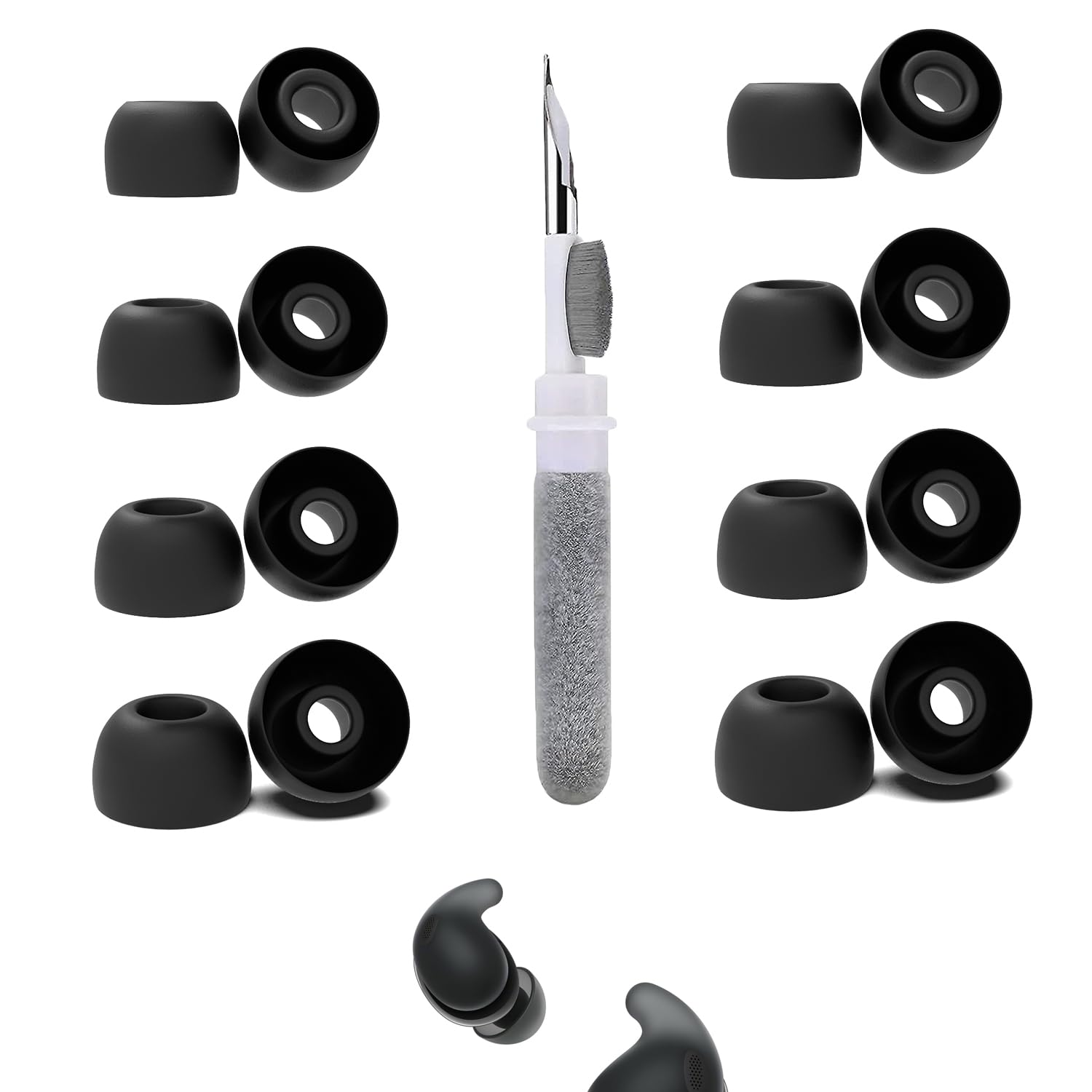 Vykyntow 8 Pairs Replacement Ear Tips Compatible with Sony LinkBuds Fit, with 3 in 1 Cleaner Kit, Silicone Ear Tips (XS/S/M/L)