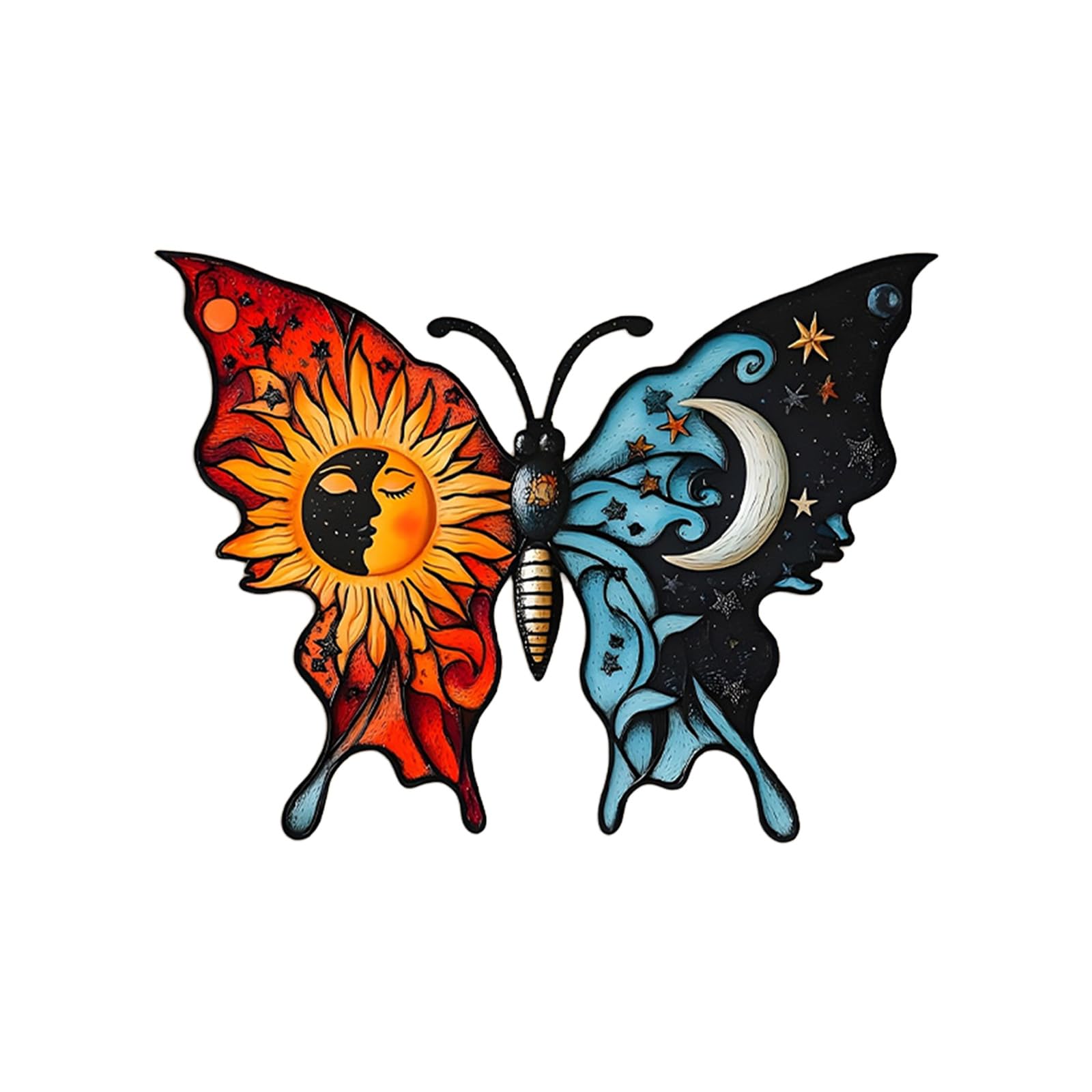 ordinarYone Decorative Colorful Tree Butterfly Wall Art Metal Hanging Sculpture Ornament Rustproof Coating For Indoor Outdoor Use