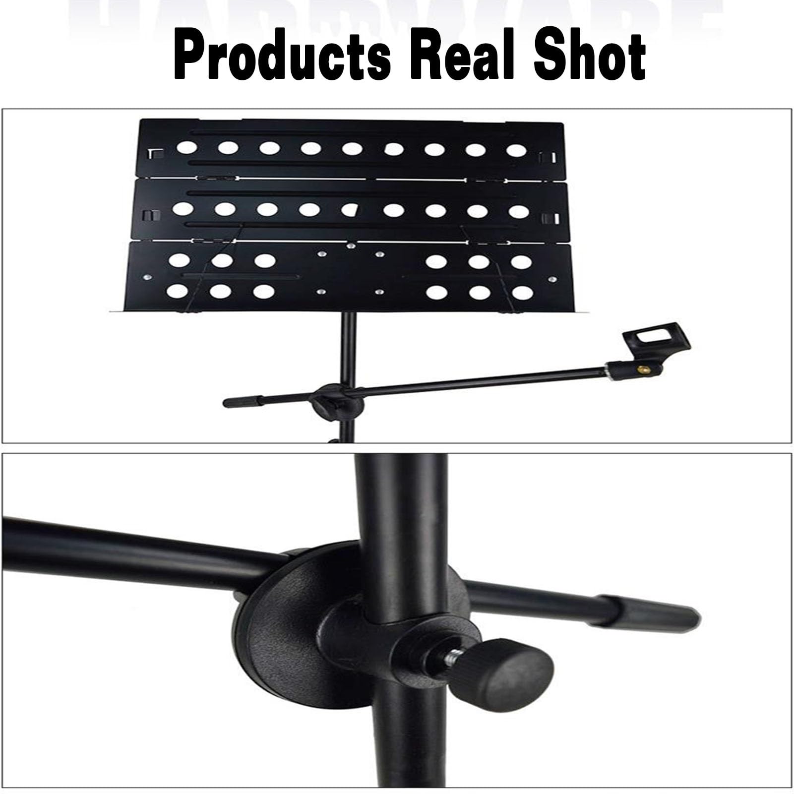 Notenständer, tragbarer Notenständer, dreifach klappbarer Notenständer, höhenverstellbar für Instrumentenspiel, Band und Chor (Schwarz 7901420 mm)