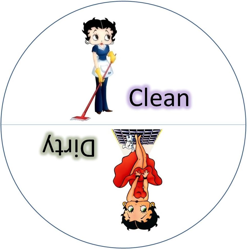 Big 3.5” Dirty Clean Dishwasher Magnet Ends Common Kitchen Problem. Adheres to Any Surface. White.