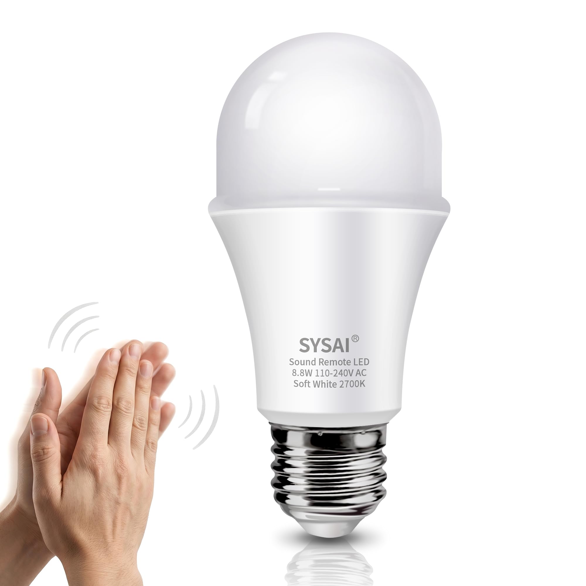 Ampoule de contrôle de la lumière à 3 claps pour lampe de table de chambre à coucher, solution marche/arrêt activée par le son, détection de claquement, maison intelligente, vu à la télévision, blanc