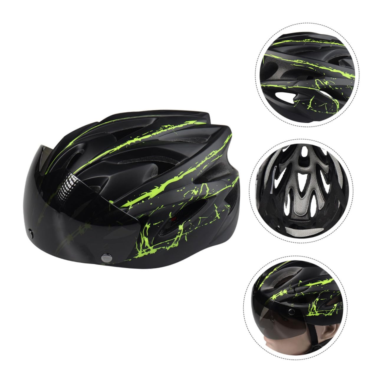 Casco da Bici con Occhiali Magnetici Staccabili, Leggero e Traspirante in Schiuma Protettiva e Pc, Design Sicuro e Adatto per Ciclismo Urbano e Outdoor