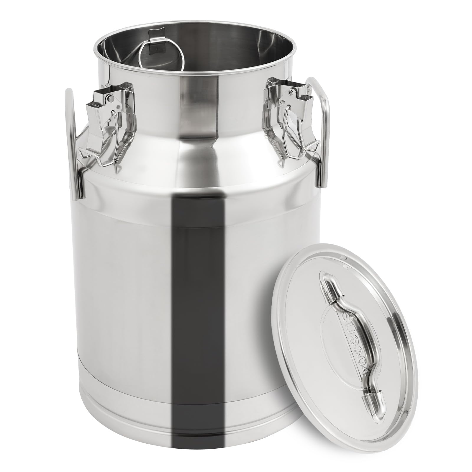 304 Stainless Steel Milk Can, 28L/7.4Gallon Heavy Duty Airtight Bucket with Sealed Lid & Portable Handle, Food-Grade Storage for Home, Farm, Commercial Use (Milk, Wine, Liquids)