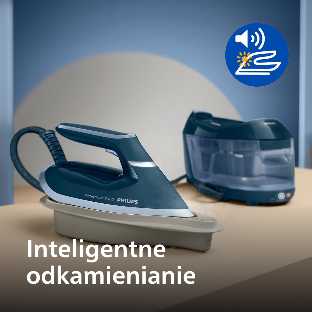 Philips PerfectCare 6000 Series Generator Pary, Silny wyrzut Pary, Gwarancja braku przypaleń, Kompaktowy Design, 1,8L Odłączany Zbiornik na Wodę, Stopa SteamGlide Plus (PSG6023/20)