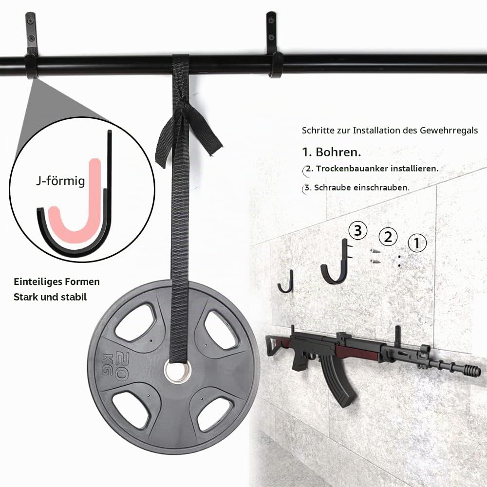 Waffenständer für die Wand, 22,7 kg Kapazität, legierter Stahl, Schwarz, 5 Paar