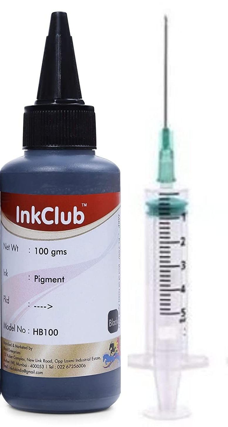 Inkclub Compatible Pigment Waterproof Refill Ink 100 Ml Bottle for HP Cartridge no 803/805/680/678/818/802/901/703/704/21/56/27/46 & GT51/53