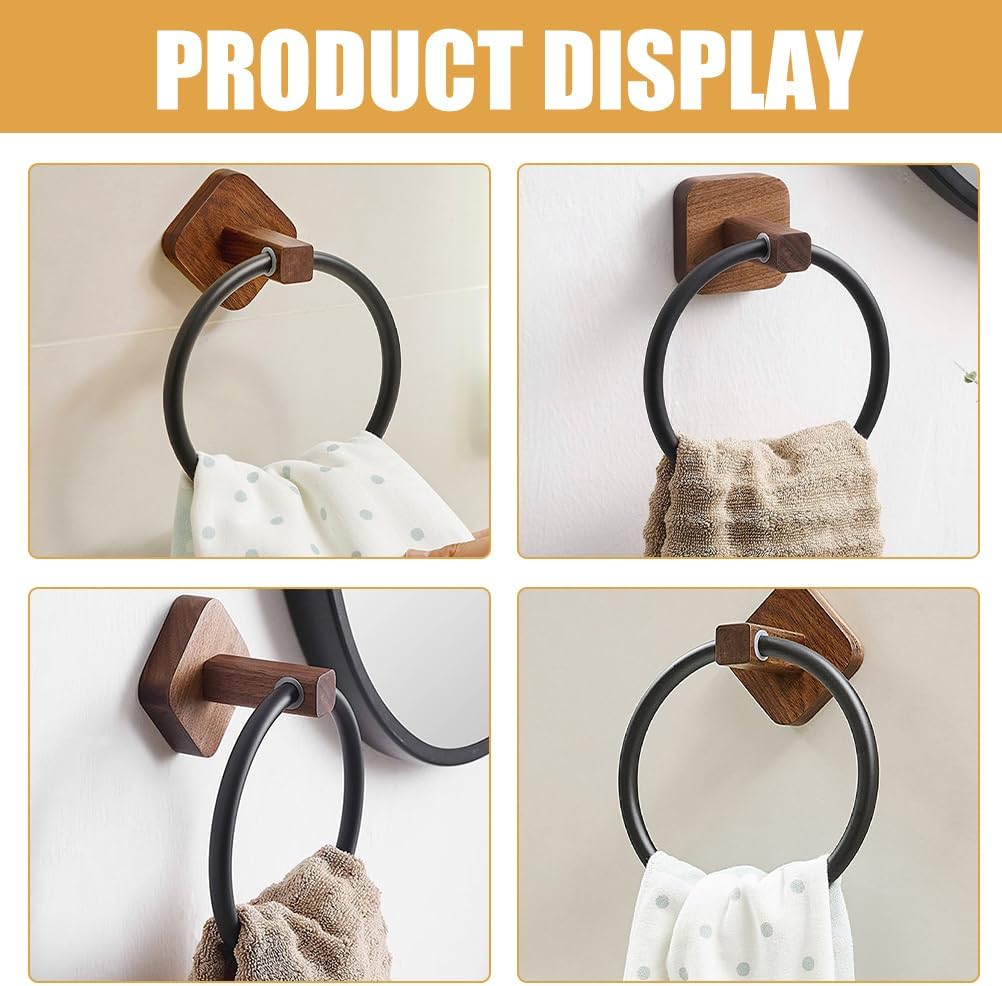 No Hole Hand Towel Ring Wall Mount Towel Holder for Bathroom Kitchen Rustic Style Space-Saving 6.69X6.49X3.74 Inch