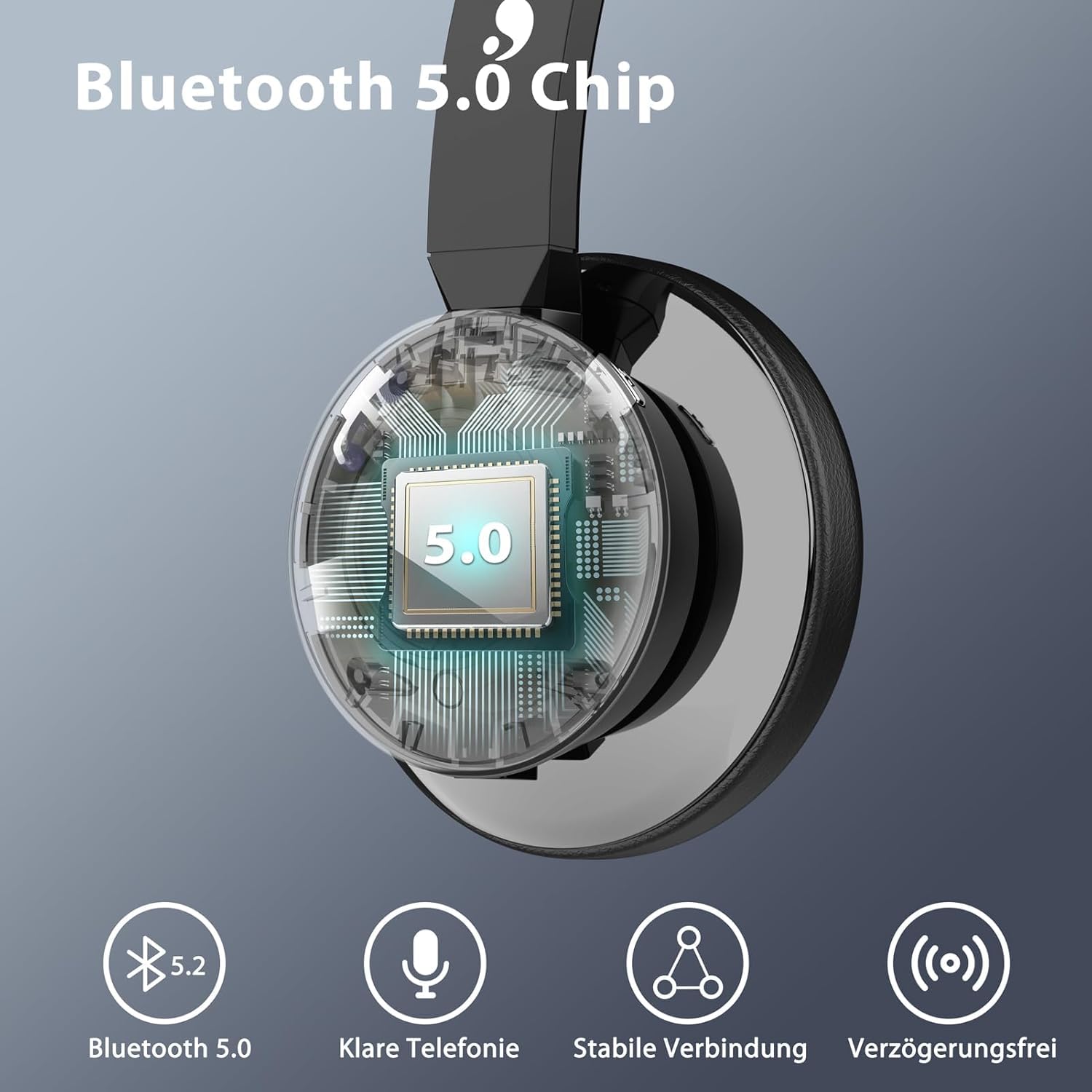 Earbay Headset mit Mikrofon Bluetooth, Kabelloses Headset mit Rauschunterdrückung, inklusive USB-Dongle und praktischer Stummschaltung & Ladestation für Computer/Meeting/Handy/Call Center/Büro