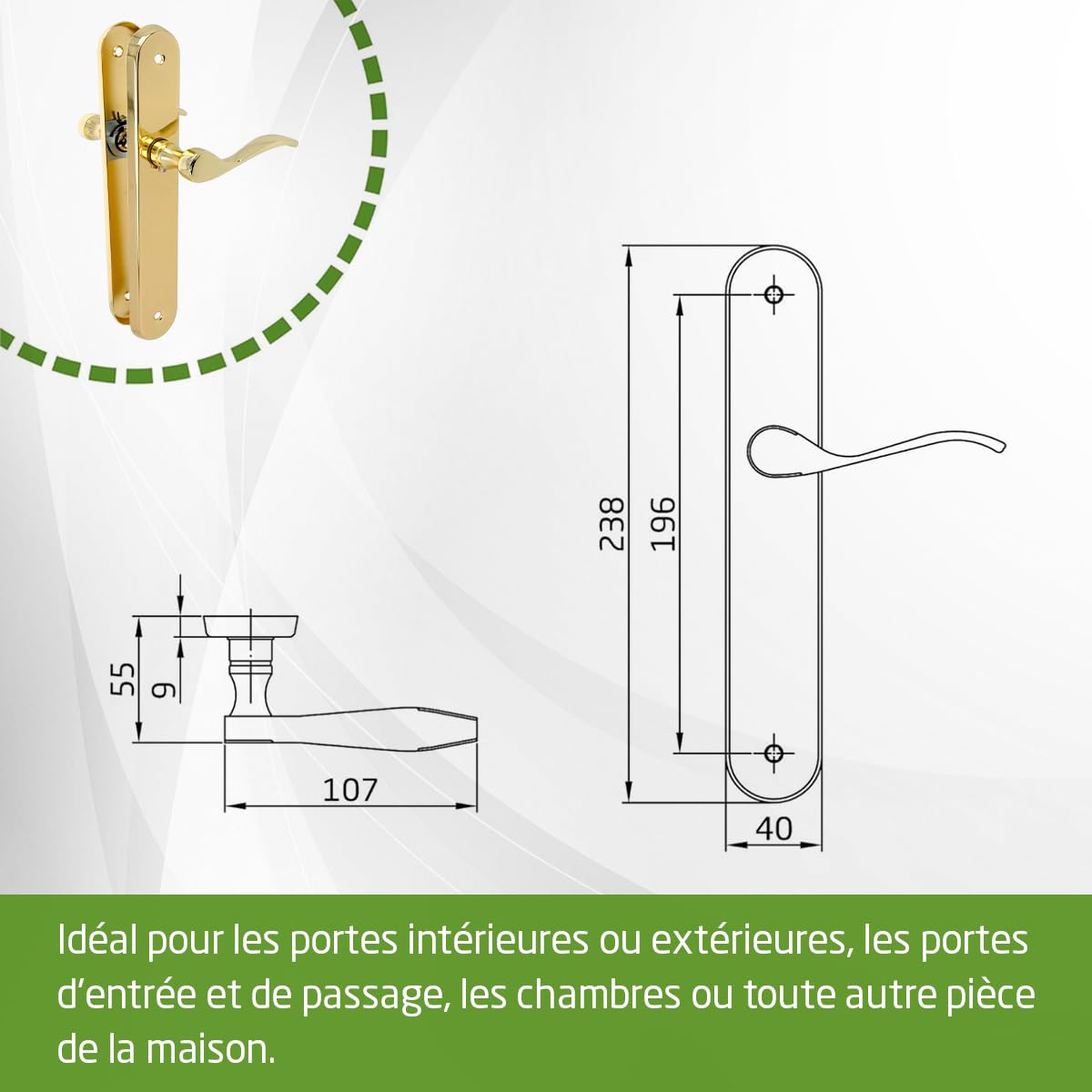 Amig - Lot de 2 poignées de porte - Poignées décoratives pour portes intérieures - Installation facile et utilisation confortable - Rosace Ø 65 mm - Zamak - Finition chromée mate