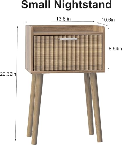 Miniatura 46 de LAATOOREE Mesita de noche, juego de 2 unidades, mesa auxiliar pequeña con puerta de ratán, estilo bohemio para dormitorio, sala de estar, color