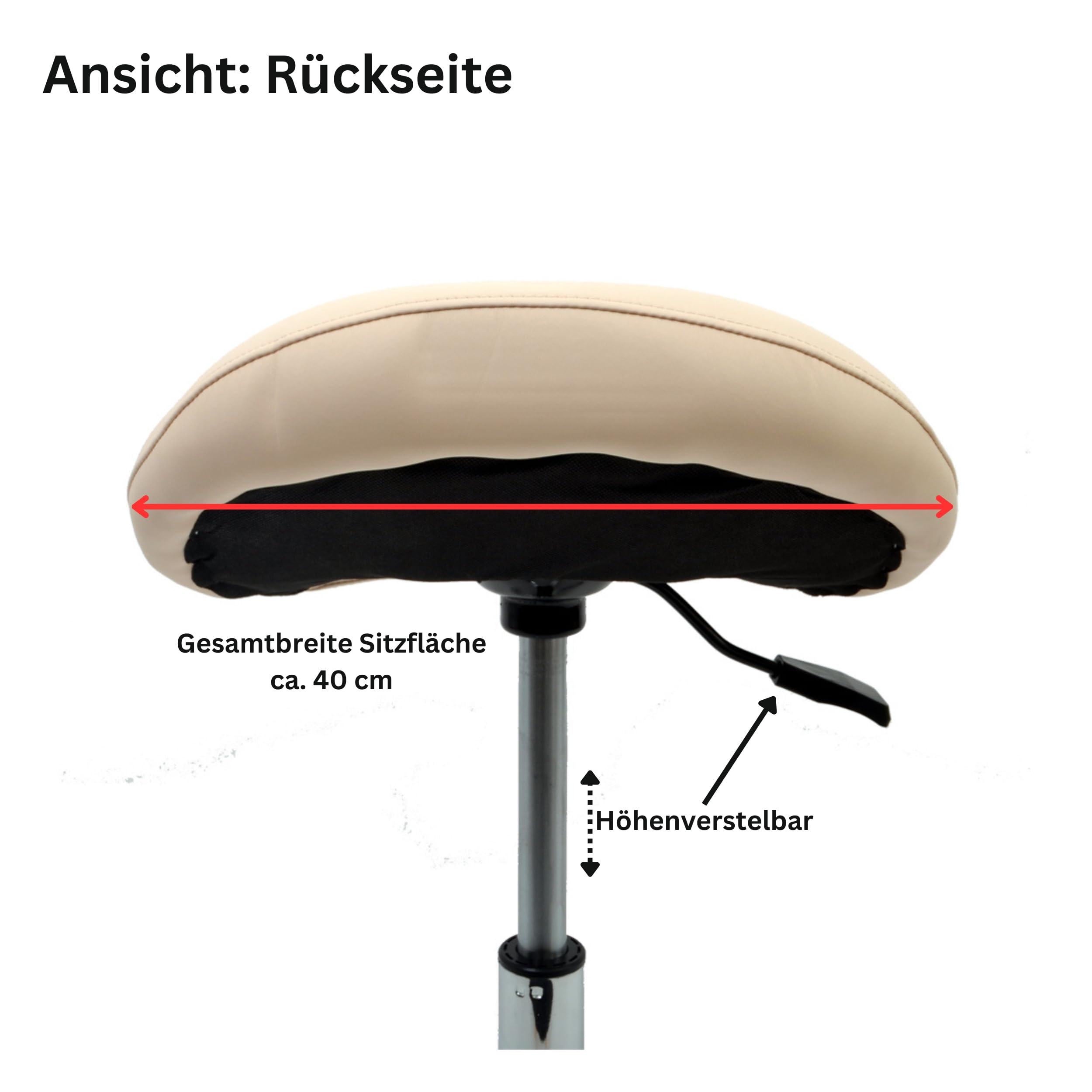 Sattelstuhl - Sattelhocker - Rollhocker - Arbeitshocker - für Praxis, Büro und Home-Office - höhenverstellbar und drehbar (Taubenblau)