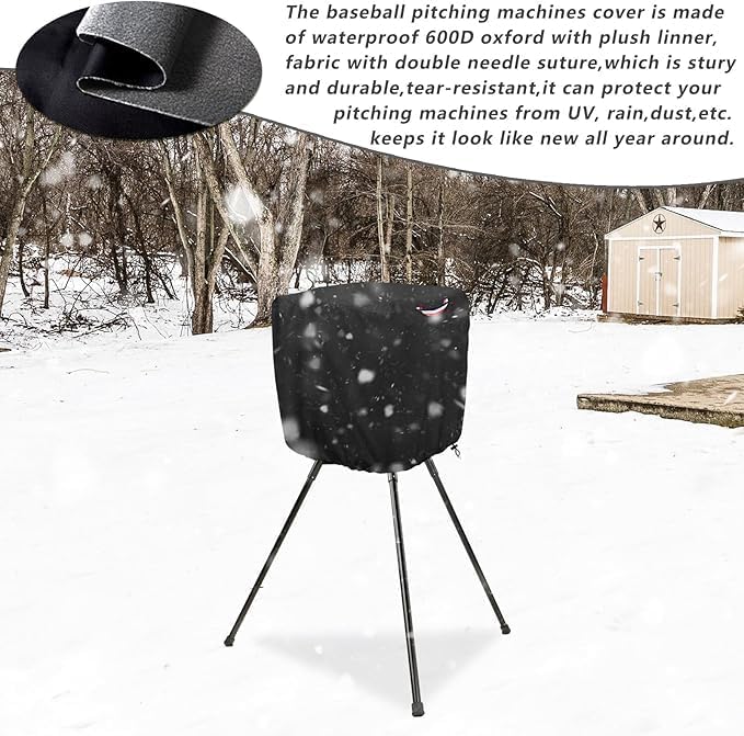 Baseball Pitching Machine Cover | Softball Pitching Machine Cover with Ball Delivery Device | Heavy-Duty Weatherproof Protection | Fits Single-Wheel & Multi-Speed Models | Indoor/Outdoor Use - Image 4