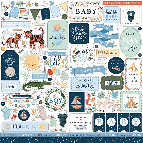 Echo Park Paper Company Welcome Baby Boy Element Sticker 12-x-12-inch
