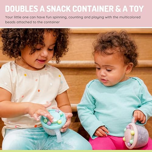 Miniatura 7 de melii Abacus - Contenedor de aperitivos para niños, niños pequeños y bebés, sin BPA, a prueba de derrames, con tapa suave para trampa para los