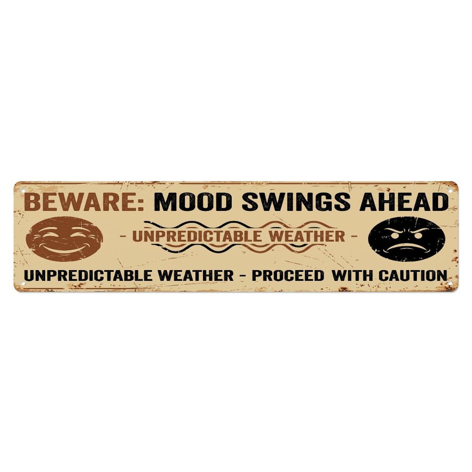 Fqcyn Style Metal Tin Sign Vintage Funny Beware Mood Swings Ahead Warning