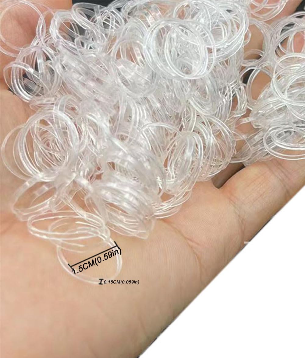 Gumki do włosów 500 g, małe gumki do włosów, mini gumki do włosów, przezroczyste gumki do włosów, małe przezroczyste gumki do włosów, elastyczne gumki do włosów