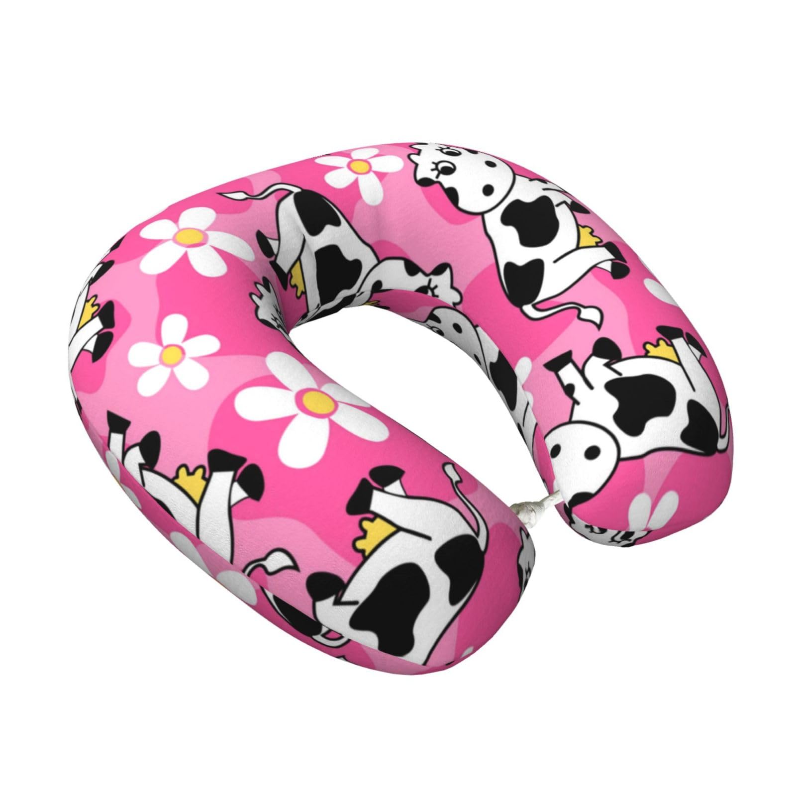 LKYMOH Cute Cow, Travel Neck Pillow U-Shaped Memory Neck Support Soft Comfortable With Washable Cover For Airplane Car Traveling and Office