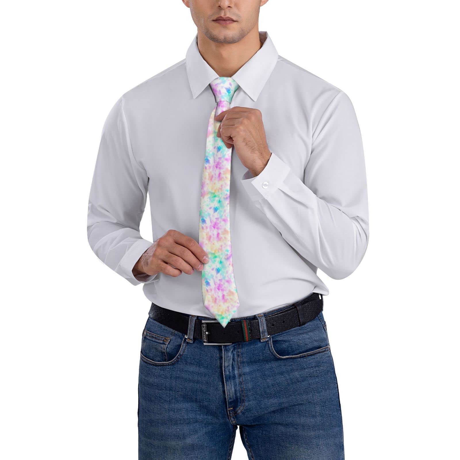 Men's Tie Necktie Funny Novelty Pastel Tie Dye Colorful Neckties for Men Formal Party Business Regular Length Neckties Soft Ties Designer Wedding