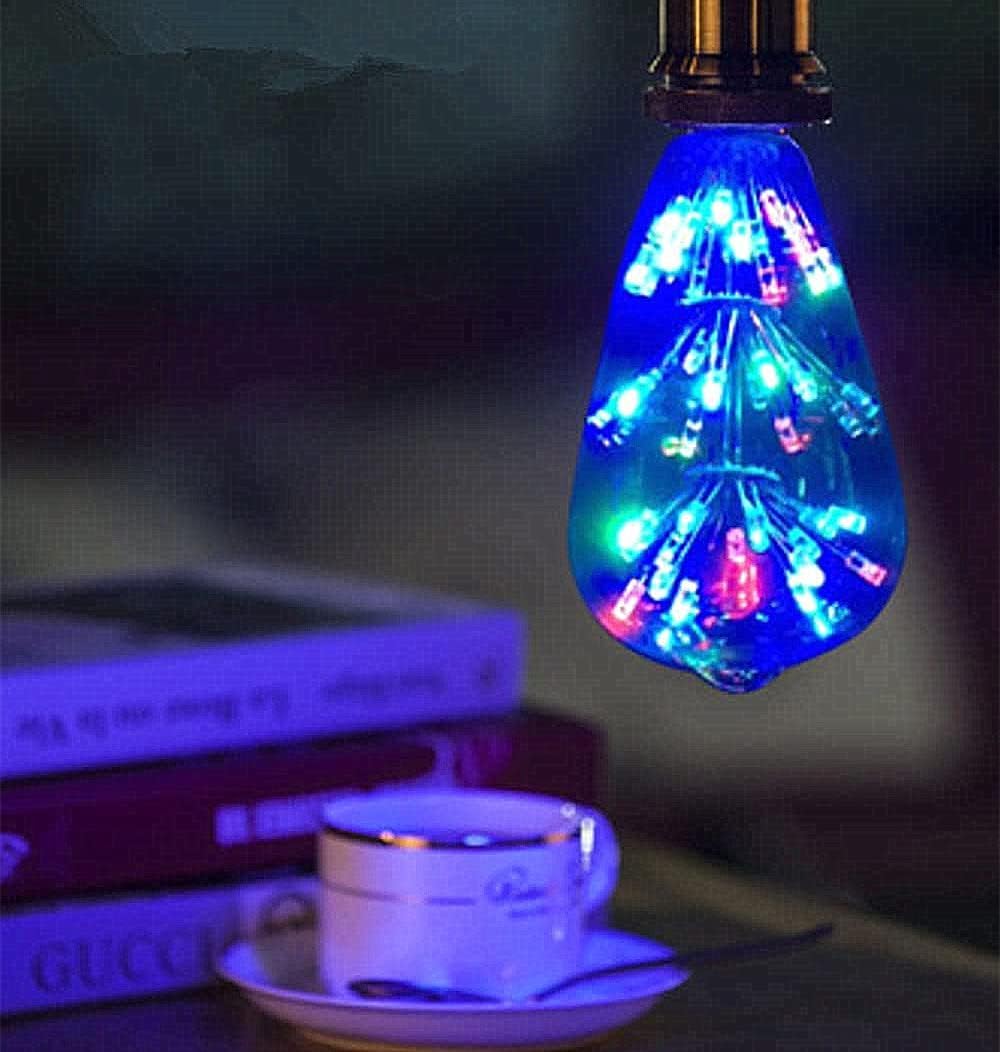 Juego de 2 bombillas LED edison, bombillas retro fuegos artificiales e27 220V 3W bombillas decorativas para fiestas en Navidad en casa (C multicolor)