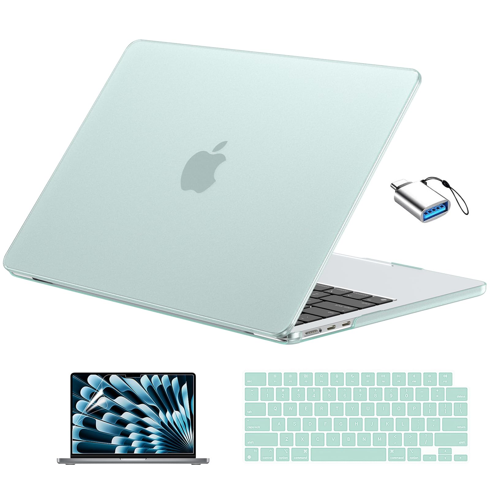 EooCoo Matte Case for MacBook Air 13 inch M5/M4/M3/M2 2026-2022, Sage Green