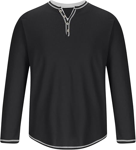 Miniatura 3 de Botón elástico pulóver suéter Camisas Hombre Cuello Alto sólido Camisetas túnica Manga Larga Blusa Deportiva Camiseta