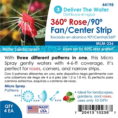 Mister Landscaper 3-in-1 Micro Spray - 360/90/Center Strip - Yellow Plastic Fixed Spray Sprinkler - Qty 4/Pkg