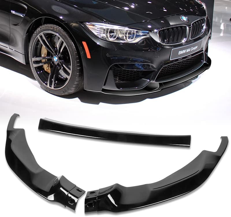 3PCS Front Bumper Lip Kit fit for Compatible with 2015-2019 BMW M3 M4, GT-Style Splitter Trim Protection Spoiler, Air-Dam-Chin-Diffuser (Painted Black)
