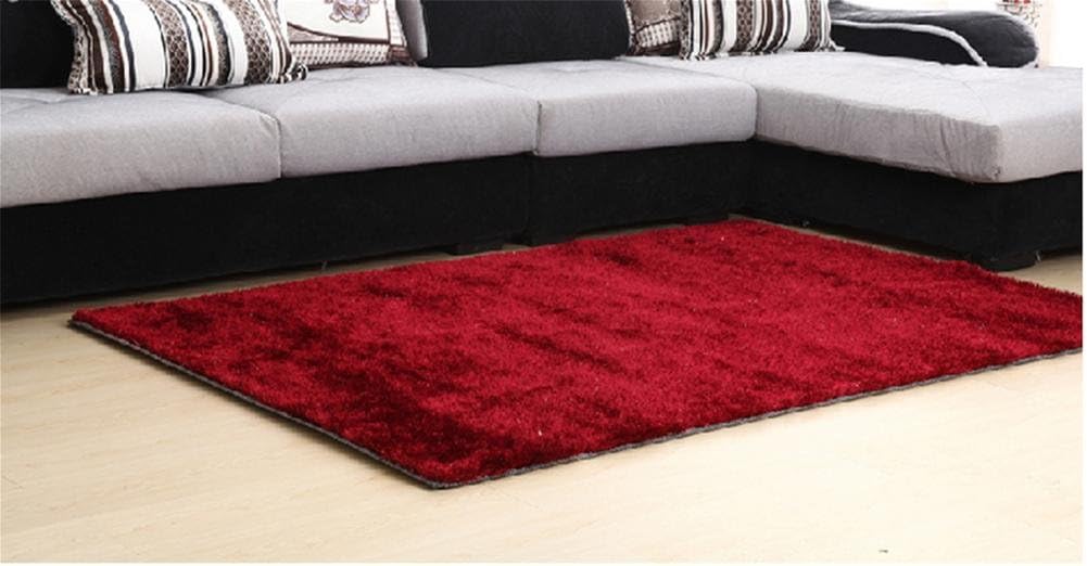GAOCHUNFANG Gaoch Unfang Home Machine Weaving Hand Washable Rug Living Room Sofa Bedroom with Thick Super Silk Rectangular Rug, 0.7 x 1.4 m Wine Red