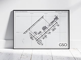 Modern Poster of Piedmont Triad Intl Airport Gso | 11x17 12x18 16x24 24x36 Unframed Print Wall Art | Minimal Traveler Gift | Minimalist Home Office Decor